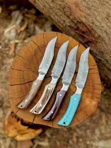 มีดล่าสัตว์ทำมือจากเหล็กดามัสกัส THEWIZ CRAFTS ปลายมีดแบบ Drop Point ใบมีดตรง ด้ามไม้ ใบมีดแบบ Fixed Blade สำหรับกิจกรรมกลางแจ้งและงานชำแหละเนื้อสัตว์ - Product Image 2