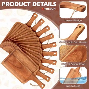 Planches à découper rectangulaires miniatures en bois d'acacia Tresun, planches à charcuterie, épaisseur 1,5 cm, avec poignée et cordon, compatibles lave-vaisselle - Product Image 4