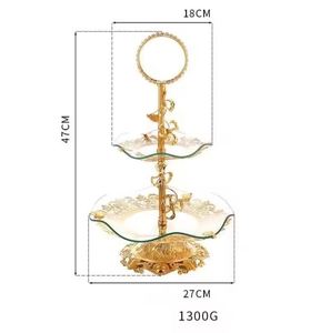 Plateau à fruits en verre de style européen luxe léger, décoration créative pour mariage, plateau à fruits secs en cristal - Product Image 5