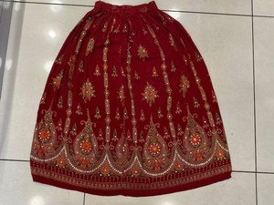 Handmade Women Printed Sequin Work Bohemian Rayon Nonwoven Casual Free Size Floor-Length <b>Skirt</b> - Product Image 6