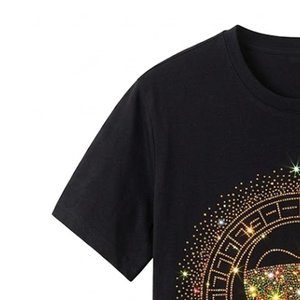 Wholesale High Quality Men's <b>Rhinestones</b> Drop Shoulder Oversized T Shirt 100% Cotton Streetwear Bulk <b>Top</b> Clothing Outwear Shirts - Product Image 6