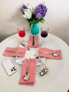 Wholesale Indian Handmade Cotton <b>Linen</b> Napkins Beautiful Dusty Pink Color High Soft Customizable Square Simple Design Wedding - Product Image 1