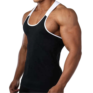 Men's Casual Custom Gym Tank Top Scoop Neck Muscle Tee Contrast Trim Eco-Friendly Breathable Knitted Quick Dry Workout - Product Image 1