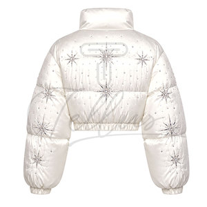 Vestes matelassées pour femmes TELLUS APPAREL de haute qualité à bas prix, avec strass, coupe régulière, coupe-vent, imperméables, design unique, contraste de couleurs - Product Image 2