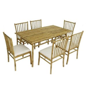 Ensemble de table à manger carrée en bambou pour jardin. Table et chaises pliantes modernes en bambou écologique, 5 places, faites à la main, style ferme, pour l'extérieur - Product Image 3