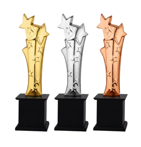 Trofeo Estrella Metálico Plateado en Oro, Plata y Bronce Modelo 749, Premio para Deportes y Juegos con Base Negra Portátil y Diseño de Grabado Duradero - Product Image 6