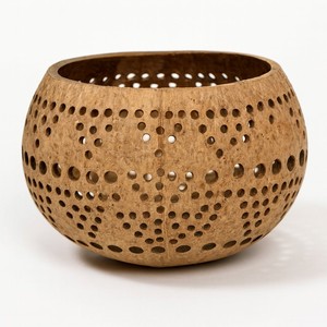 Circular hole coconut shell container for display <b>candles</b> <b>cheap</b> price <b>candle</b> holder stand home decoration - Product Image 3