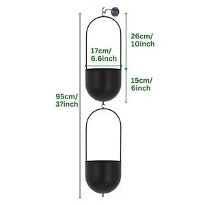 Pot de fleurs suspendu minimaliste en métal noir avec finition thermolaquée pour plantes vertes d'intérieur - Product Image 2