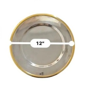 Plato de acero inoxidable con acabado plateado, ideal para la mesa de comedor, base de servir simple y duradera para uso diario, procedente de la India. - Product Image 4