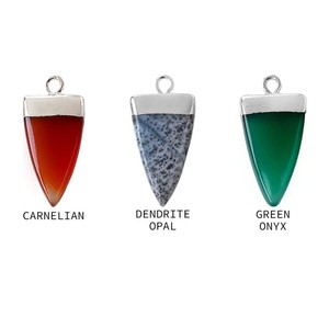 Pendentif en cristal triangulaire |   Connecteur en argent plaqué avec pierres précieuses |   Composants de bijoux en pierre naturelle |   Fournitures pour colliers faits à la main - Product Image 4