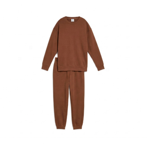 Conjunto Deportivo Unisex de Algodón Negro, Sudadera de Cuello Redondo y Pantalones de Color Sólido, Estilo Casual para Otoño, Corte Regular - Product Image 2