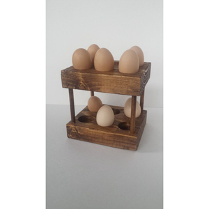 Handcrafted Wooden Egg Holder For <b>Kitchen</b> Eco-Friendly Solid Wood Egg <b>Storage</b> <b>Rack</b> & Organizer For Fresh Eggs Farmhouse Tray - Product Image 2