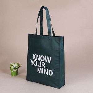 Custom Printed Handle Non Woven Shopping <b>Bag</b> Large Size <b>Long</b> Handle Letter Pattern Daily Use Tote <b>Bag</b> - Product Image 1