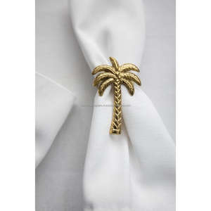 Moulé Palmier Golfe Hôtel Restaurants Rond De Serviette En Laiton Coulé Décoratif Tissu/Porte-Serviettes Anneaux En Métal À Collectionner Par TCD - Product Image 1