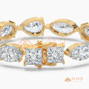 สร้อยข้อมือเทนนิสโมอิสซาไนต์ทรงต่างๆ ชุบทอง 18K สำหรับผู้หญิง ดีไซน์เครื่องประดับแฟชั่นหรูหราสไตล์เบเวอร์ลี่ฮิลส์ - Product Image 6