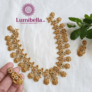 Ram Parivar Zircon Coin Style Gold Plated Alloy Fashion Necklace and Earring Set for Anniversary - Product Image 1