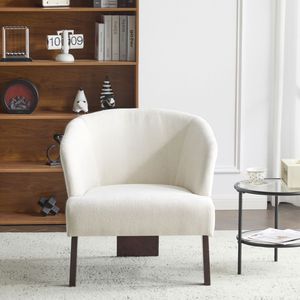 Sillón Moderno de Estilo Mid-Century para Sala de Estar, Dormitorio y Oficina, Respaldo Redondo, Patas de Madera, Sillón Suave - Product Image 4