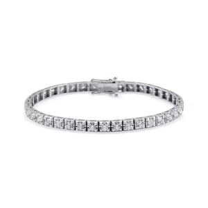 Bracelet en moissanite de forme ronde personnalisé, serti de diamants, en or jaune/blanc/rose 18 carats pour femmes - Product Image 1