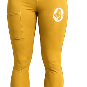 Leggings d'équitation taille haute jaune doré pour femmes, pantalons d'équitation extensibles texturés avec poche avant - Product Image 3
