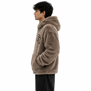Quarter Zip Custom Embroidered Logo Men's Hoodies Sherpa Fleece Pullover Front Pocket Relaxed Streetwear Casual Winter Wear USA - Product Image 3