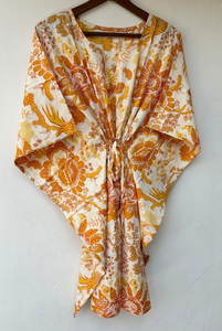 Nouveau Kaftan Indien Évasé à Col en V et Cordon de Serrage, Imprimé Animal, en Coton Doux, Longueur Intégrale, avec Dentelle, pour Plage et Demoiselle d'honneur, pour Femme - Product Image 5