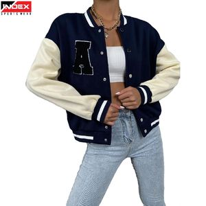 Desarrollo de Marca de Ropa, Chaqueta Varsity con Letras para Mujer, Estilo Urbano, Chaqueta Bomber Personalizada, Moda de Invierno - Product Image 1
