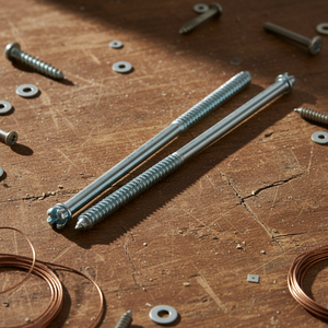 สกรูไม้สองหัว ขนาดเมตริกและนิ้ว หัวแฉก เกลียวบางส่วน ระดับ 4.8 6.8 เกรดเหล็กกล้าคาร์บอนชุบสังกะสี มาตรฐาน DIN PDC - Product Image 1