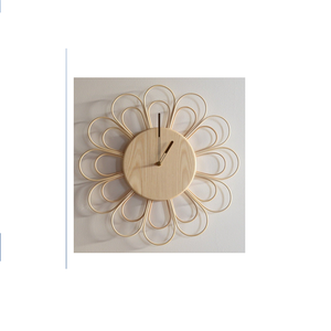 Luxury Woven Rattan Hanging <b>Wall</b> <b>Clock</b> Abstract Geometric Pattern Face Minimalist White Hands Modern Rustic Eco-Friendly Design - Product Image 3