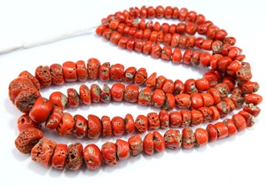 Perles rondes lisses en corail rouge italien, pierres précieuses naturelles en corail, brin pour la fabrication de colliers, bracelets et bijoux - Product Image 2