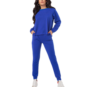 Customized Logo Women's Sweat Suit Winter Season Use Sport Hooded Solid Colors Breathable Quick Dry Casual Fleece Elastic Waist - Product Image 1