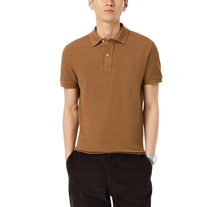 AL SAWAN INTERNATIONAL <b>Men's</b> Solid Color Short Sleeve Knitted Polo Shirt Casual Style <b>Brown</b> - Product Image 1