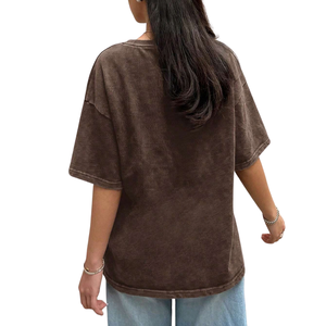 <b>Womens</b> Vintage Washed Look Oversized T <b>Shirt</b> <b>Loose</b> Fit Short Sleeve Crew Neck Casual Streetwear Plain Fashion Top Wholesale - Product Image 2