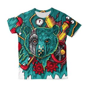 เสื้อยืดคอกลมแขนสั้นพิมพ์ลายแบบซับลิเมชั่นสำหรับผู้ชาย สไตล์ฮิปฮอป ฤดูใบไม้ผลิ ฤดูร้อน เสื้อผ้าลำลองแนวสตรีท 100% โพลีเอสเตอร์ - Product Image 1