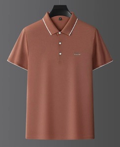 Nouveau Polo d'été décontracté pour homme en coton à manches courtes, motif uni, col rabattu, brodé, en tissu tricoté - Product Image 2