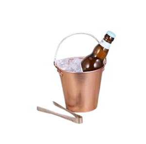 Copper Ice Bucket With Bottle And Tongs Vintage Metal Beverage <b>Cooler</b> For Party Use Rust Resistant Round Design Ice Bucket - Product Image 1