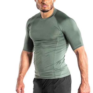 Men's Gray Short Sleeve Compression Shirt Quick Dry Spandex Nylon Fitness <b>Top</b> Adult Sport Wear <b>Raglan</b> Fitness Base Layer <b>Top</b> - Product Image 5