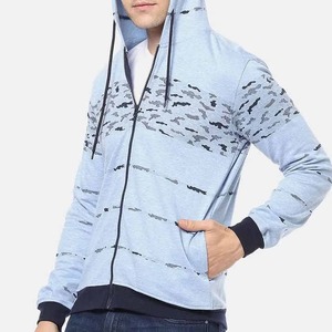 เสื้อฮู้ดซิปพิมพ์ลายสีฟ้าอ่อนสำหรับผู้ชายรุ่นใหม่ล่าสุด ทรงปกติ สวมใส่สบาย ผ้าเฟรนช์เทอร์รี่ เหมาะสำหรับใส่ในฤดูใบไม้ร่วง - Product Image 2