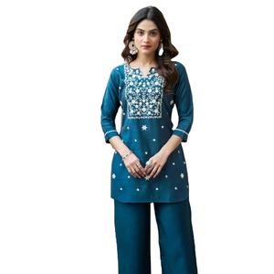 Última colección de conjunto de bordado de seda con viscos pesados para moda india y pakistaní - Product Image 6