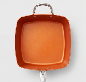 Trendy Square Metal Sauce <b>Pans</b> With Metal <b>Handles</b> Premium Copper Finished Kitchen Cookware For Home Hotel And Restaurant Use - Product Image 2