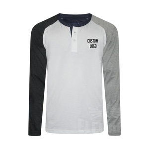 Henley Raglan <b>Flannel</b> T-<b>Shirt</b> <b>for</b> <b>Men</b> Elegant Sports Custom Made with Unique Print Pattern - Product Image 1