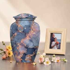 Urne funéraire artisanale en métal pour cendres humaines, récipient commémoratif pour adultes avec couvercle sécurisé, conteneur pour restes funéraires - Product Image 5