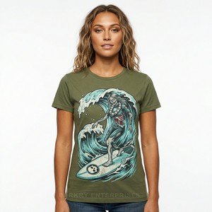 T-shirts personnalisés effet vieilli pour femme, motif squelette reine, en coton délavé à l'acide, style streetwear gothique - Product Image 3