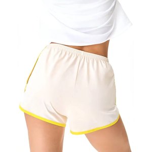 High Waist Loose Knitted Polyester Cotton Blend Shorts Skirts Plain Dyed <b>Elastic</b> Waist Casual Breathable Pockets Stonewashed - Product Image 3