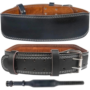 Cinturón de Levantamiento de Pesas de Cuero de Búfalo Genuino, Soporte Ajustable para la Cintura, Entrenamiento de Fuerza, Unisex, Cierre de Hebilla, Negro - Product Image 1