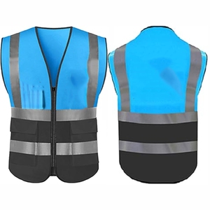 Gilet de sécurité réfléchissant haute visibilité pour hommes avec poches, fermeture éclair, décontracté, respirant, vêtement d'extérieur d'été, design col en V - Product Image 4