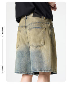 Shorts de Mezclilla Desgastados para Hombre, Corte Recto, Cintura Media, Casuales, para Verano, con Bolsillos de Tela de Algodón - Product Image 6