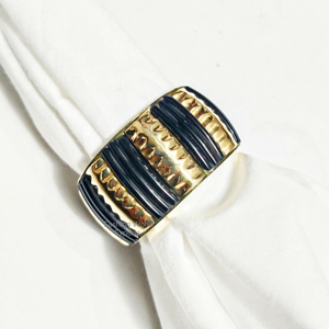 Vintage-Inspired Brass <b>Resin</b> Napkin <b>Rings</b> Gold with Colorful Glass Stones Ideal Gift & Home Decor Set of 6 - Product Image 2