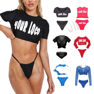 Fabricante personalizado de alta calidad de secado rápido corto de manga larga Camiseta Tankini traje de baño para mujer logotipo personalizado impreso moda traje de baño - Product Image 1