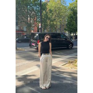 Pantalon large tendance et léger Q781 pour femme, taille haute, avec ceinture, idéal pour le quotidien, livraison rapide - Product Image 1