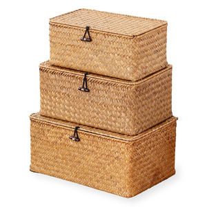 Estuche de papelería de lujo hecho de hierba marina, caja de regalo tejida a mano, resistente, precio económico, listo para enviar. - Product Image 4